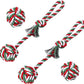 Chew Toys for Small and Medium Dogs - Teeth Cleaning, Gum Massage, Boredom Relief - Christmas Ball Rope Toy Set of 4