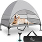 Upgraded Elevated Dog Bed with Canopy, Portable Raised Outdoor Dog Bed with Stable Anti-Slip Feet, Wider Shade Pet Bed Cot, Raised Dog Beds for Large Dogs Camping, Indoor & Outdoor Use