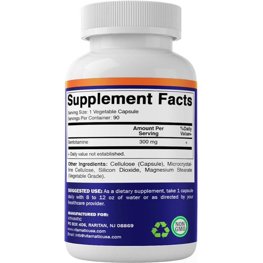 Vitamatic Benfotiamine 300mg | 90 Vegetarian Capsules