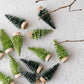 Flocked Mini Green Bottle Brush Trees (Set of 24)