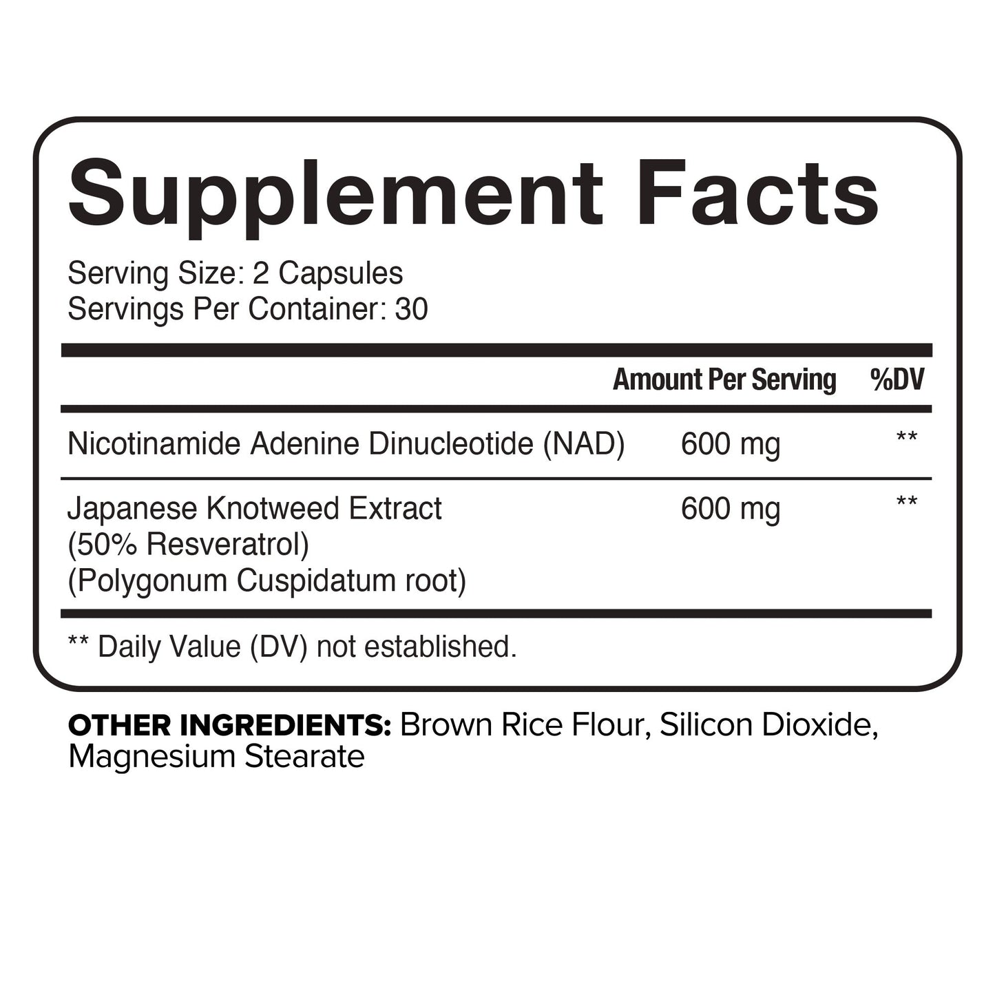 Nutrivein NMN + Resveratrol 600mg: 30 Serv./60 Caps