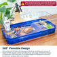 Aquatic Turtle Tank Habitat Kit Stone+Filter+Heat Lamp Enhancing Interaction with 360° Viewing, Standalone Filtration, DIY Creative Zone, Enriched Living (Blue, Large[with Light])
