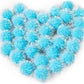 VAPKER 30 Pcs Cat Ball Toys Sparkle Balls Extra Large 2 Inch Cat's Favorite Chase Glitter Ball Glitter Tinsel Pom Poms Balls Light Blue Color