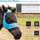 2 Piece Horse Fly Mask with Ears, Comfortable Fit Stretch Fabric Big Eye Space Soft Breathable with UV Protection for Full Horses (Red-Blue)