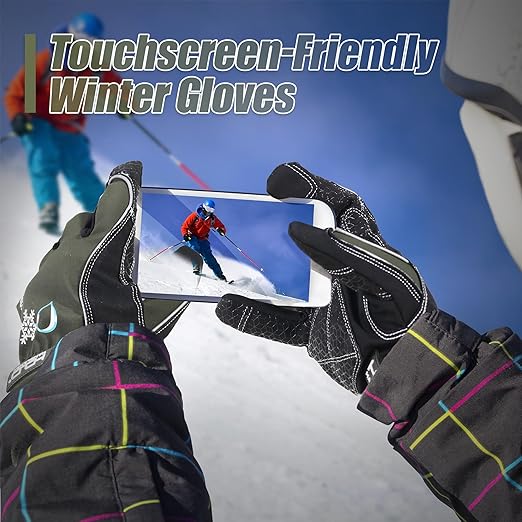 HANDLANDY Winter Insulated Work Gloves, 3M Thinsulate Thermal Water-Resistant Gloves for Men Women Touch Screen, Warm Ski Snowboard Cold Weather Gloves (Army Green, 2X-Large)