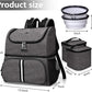 BAGLHER Pet Travel Bag, Double-Layer Pet Supplies Backpack (for All Pet Travel Supplies), Pet Travel Backpack with 2 Silicone Collapsible Bowls and 2 Food Baskets Grey