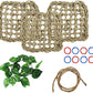 BNOSDM Bird Seagrass Mat, 3 PCS 7.1 x 7.1 Inches Parrot Natural Seagrass Woven Bird Net Hammock Mat, Parakeet Climbing Rope Ladder Chew Toys Hut Hideout for Lovebird Cockatiel Conure Budgie