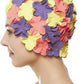 BEEMO Floral Petal Ladies Bathing Swim Cap Women Retro Swim Hat Long/Short Hair