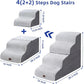 Pettycare Dog Stairs Ramp for High Beds and Couch,Curved Dog Steps for Small Pets, Pet Stairs Non-Slip Balanced Portable Puppy Ramp Indoor, 4 Steps,Grey