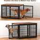 48 Inch Rustic Heavy Duty Dog Crate Furniture for Extra Large Dogs, Decorative Pet House End Table, Wooden Cage Kennel Furniture Indoor, Black and Brown