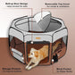 Dog Playpen, Portable Pet Play Pen for Cat, Puppies, Rabbits, Chickens, Foldable Large-Capacity Pet Tent for Indoor/Outdoor Travel Camping Brown