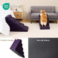 EHEYCIGA Curved Dog Stairs Ramp for High Beds 19.7" H, 4-Step Dog Steps for Small Dogs and Cats, Pet Stairs for High Bed Climbing, Non-Slip Balanced Pet Step Indoor, Purple