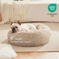 Love's Cabin Calming Dog & Cat Bed, Anti-Anxiety Donut Round for Indoor Cats, Small Medium Dogs, Fluffy Warming Pet Bed, Beige Taupe 20"/24"