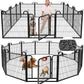 Dog Playpen Outdoor 12 Panels Heavy Duty Dog Fence 32" Height Anti-Rust with Doors Portable for RV Camping Yard, Total 27FT, 58 Sq.ft, Snowy Black