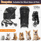 Medium Dog Stroller, Kenyone Pet Stroller for Medium Dogs Up to 55lbs, Lightweight Aluminum Frame, One Click Folding, Large Cat Stroller with No Zip Entry, Detachable Mesh, Multiple Pockets