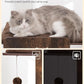 FourFurPets Modern Cat Tree, 58-Inch Cat Tower for Large Cats, Maine Coon Cat Tree with Scratching Board, Large Perch, Hammock and Removable Pads, Rustic Brown