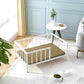 Dog Bed with Rails - Elevated Pet Metal Bed Frame with Solid Wood Board and Washable Soft Mat for Medium Dog Indoor or Outdoor Use, 25.2" x 37.8", White