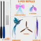 JXFUKAL 2025 Latest Cat Toys, 2 in 1 Spring Cat Wand Toy with 2PCS Ultra-Long Cat Teaser, 4PCS Spring Steel Wire & 5PCS Feather Refills for Kitty Kitten Indoor Cats Accessories