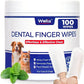 Wellix 100 Count Dog Teeth Cleaning Wipes for Dogs & Cats - Natural Formula Dental Care Finger Wipes Reduces Dog Plaque, Tartar & Bad Breath - No-Rinse Disposable Dog Dental Wipes