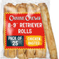 Canine Chews 8-9" Chicken Basted Dog Rawhide Retriever Rolls (25 Pack) - USA-Sourced Chicken Basted Dog Chews - Healthy Dental Chews