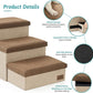 Dog Stairs with Storage, 4-Step Wider Sturdy Dog Steps for Small/Medium/Large Dogs and Older Cats, Folding Doggie Ramp for Bed/Couch/Car Hold Up to 180 lbs (22" H, Brown)