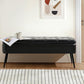 Leather Storage Ottoman Bench,End of Bed Bench for Living Room Bedroom Dinning Room Entryway,Mid-Century Modern,Faux Leather,with Steel Legs,Safety Hinges, Loads 660 lb (with Button, Black)
