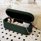 Storage Ottoman Bench 49.2 Inch Upholstered Fabric Storage Bench for Bedroom End of Bed Aesthetic Large Oval Ottoman for Living Room(Dark Green)