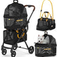 PAWZIDEA Double Pet Stroller with 2 Detachable Carriers, Portable Dog Crate for Car Travel & TSA-Approved Expandable Cat Carrier, Foldable Lightweight Jogger Stroller for 2–4 Cats or Small/Medium Dogs