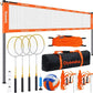 Outdoor Volleyball Badminton Combo Set with Net, Anti-Sagging Design, 4 Badminton Rackets, 3 Birdies and PU Volleyball for Backyard Lawn Beach