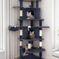 Globlazer Corner Cat Tree for Large Cats, 66inch Tall Curved Series Large Cat Tower for Multiple Indoor Cats with 6 Scratching Posts, 2 Spacious Cat Condos, Hammock, Hanging Basket, C66, Dark Grey