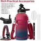 Insulated Water Bottle | Thickened Stainless Steel Vacuum Metal | Portable Sports Water Jug for Gym and Hiking with Straw, Carrier Bag, Handle Strap | BPA-Free 32 oz