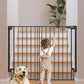 Cumbor 34" Extra Tall No Bottom Bar Baby Gate for Stairs, Auto Close Dog Gate Indoor for Larger Pets, 29.2-43" Hardware Mounted Safety Gate for Doorways, Wide Walk Thru Door for Easy Access (Black)