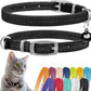 CollarDirect Leather Cat Collar, Cat Safety Collar with Elastic Strap, Kitten Strap with Bell Black Blue Red Orange Lime Green (6-7 Inch, Black)
