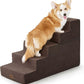 Made4Pets Dog Stairs for High Bed, Extra Wide Pet Stairs for Bed Couch Sofa, 35D Foam Pet Steps for Small Dogs and Cats, Non-Slip Bottom Dog Steps, Brown, 5 Steps