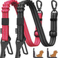 Pawaboo 2Pack Dog Seatbelt for Car, 3-in-1 Dog Seat Belt Bungee, Shockproof Dog Car Tether with Buckle & Hook Latch, Adjustable Reflective Dog Car Harness Leash with 360° Lockable Buckle, Red