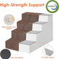 EHEYCIGA Dog Stairs for Bed 20" H, 4-Step Extra Wide Dog Steps for High Bed, Pet Steps for Small Dogs and Cats, Non-Slip Balanced Pet Ramp Indoor, Brown