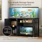 55-75 Gallon Fish Tank Stand with Power Outlet & Adjustable Shelf, Heavy Duty Aquarium Stand with Cabinet Storage for Fish Tank, Turtle Tank, Reptile Terrarium, 1000LBS Capacity, Black