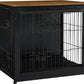 DWANTON Dog Crate Furniture with Cushion, Wooden Kennel Table with Double Doors, Indoor Dog House, Small/Medium/Large Size, 27.2" L, Black+Warm Brown