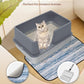Stainless Steel Litter Box with Lid, 23.5" L x 15.8" W x 12.6" H, XL Metal Cat Box for Big Cats, High Sided Kitty Litter Box with Scoop & Pee Pads, Non-Sticky, Anti-Leakage, Easy to Clean (Gray)