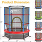 GYMAX Toddler Trampoline, 55” Trampoline for Kids with Bottom-to-Top All-Round Enclosure Net & Seamless Jumping Mat, ASTM Approved Easy Assembly Kids Mini Trampolines Indoor/Outdoor