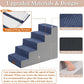 GGIB Dog Stairs for Small Dogs and Cats - Non-Slip Steps for High Bed, Sofa, Couch - Pet Ramp with Removable Washable Cover, Navy, 22" H, 5-Step