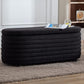 Kmax Storage Bench Faux Fur Entryway Bench Upholstered Ottoman Bench for Bedroom Living Room Hallway, Black