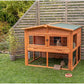 TRIXIE natura Outdoor Deluxe Rabbit Hutch with Run - Large 2-Story Rabbit Cage with Non-Slip Ramp - Elevated Small Animal House with Secure Playpen, Hinged Roof & Two Pull-Out Trays - in Natural