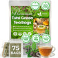 FreshDrinkUS, Premium 75 Tulsi Green Tea Bags, 100% Natural, Blend of Tulsi Holy Basil Leaves, and Green Tea Leaves. Made with Natural Material Tea Bags. No Sugar, Vegan.