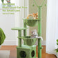 Cactus Cat Tree, 47.6" Cat Tower with 2 Metal Frame Hammock, Cat Scratching Post for Indoor Cats with 2 Removable Pompom Sticks for Kittens, Green