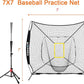 Storgem Baseball and Softball Practice Net 7×7ft Portable Hitting Pitching Batting Training Net Baseball Backstop Net with Batting Tee and Strike Zone and Bow Frame