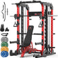 Smith Machine Home Gym with Aluminum Pulley Set- 2000lbs Capacity All-in-One Power Rack with Cable Crossover, Pull-Up Bar & Dip Station, Includes 18 Attachments, P107 Anvil
