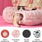 Lesure Cat Tunnel Bed for Indoor Cats - Cute Cat Donut Tunnel Toys with Washable Circle Cushion, Round Pet Peekaboo Cave Toy for Kitten/Puppy/Rabbit, Standard Pink Taffy