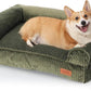 FUKUMARU Cute Dog Bed, Fluffy Dogs Couch with TPU Layer Keeping Lining Dry, Pet Sofa Medium Size Dog Easy to Care, Warm Cat Bed with Removable Zipper Cover, 36inch, Large, Green