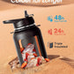 Coolflask 32 oz Water Bottle with Strap, Insulated Metal Water Flask with Straw & Spout Lids, Stainless Steel Double Wall Vacuum, Keep Cold 48h Hot 24h, Leak Proof & Non-BPA, Magic Black